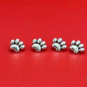 FS0642>>MADE in EUROPE 4 Zamak paw print sliders for 5mm flat cord, flat 5mm cord slider, zamak paw sliders  qty4