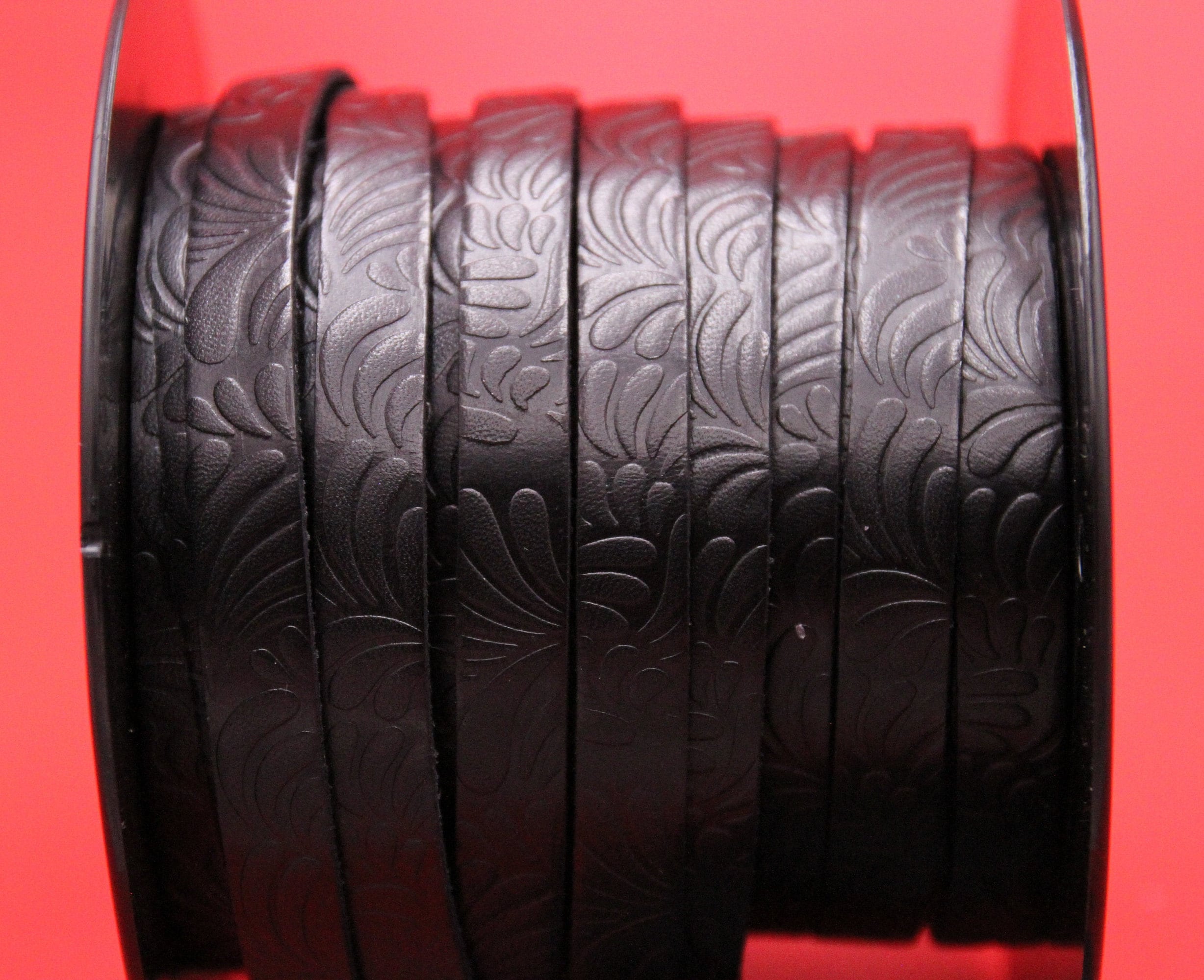 Mandala Crafts Genuine 1/2 inch Wide Black Leather Strap - Flat Black Leather Strips - 6 Feet Long Cowhide Cord Leather Straps for Crafts Leather