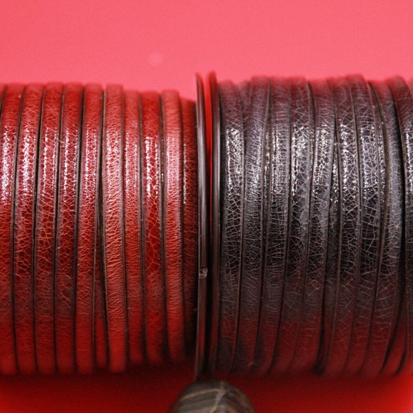 MADE IN SPAIN 1 yard vintage leather cord, 5mm vintage leather cord (TCP5)