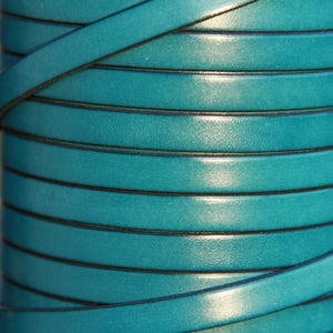 MADE in EUROPE 24" of genuine turquoise leather cord, flat 10mm leather cord, 10x2mm leather cord (AR100/10/19)