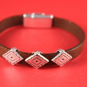 FS0096&gt;&gt;MADE IN EUROPE 2 zamak rhombus sliders, flat cord slider, 10mm flat cord sliders, silver sliders Qty2