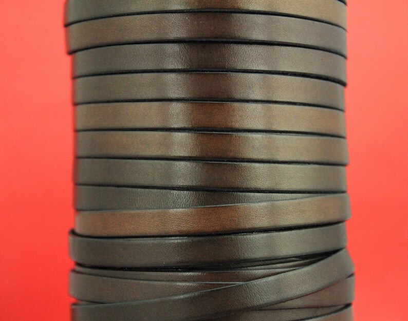 10x2mm leather cord MADE in EUROPE 24 of genuine brown leather cord flat 10mm dark brown leather cord MARF10BR