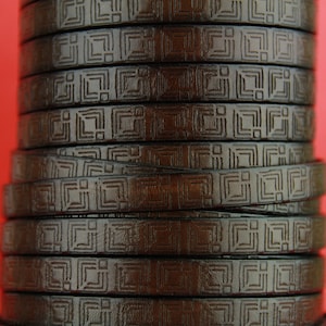 MADE in EUROPE 24&quot; flat leather cord, embossed 10mm dark brown leather cord, genuine leather cord (706/10/37)