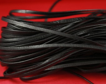 MADE in EUROPE 1 yard of 3mm very soft leather cord, genuine flat 3mm leather cord, 3x1.1mm black and brown flat leather cord by choice