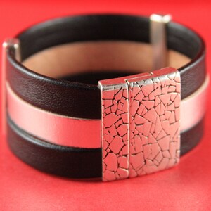 FC0083>>MADE in EUROPE flat cord hammered magnetic clasp, 30mm flat cord clasp, large magnetic clasp (TM30X3KR) qty1