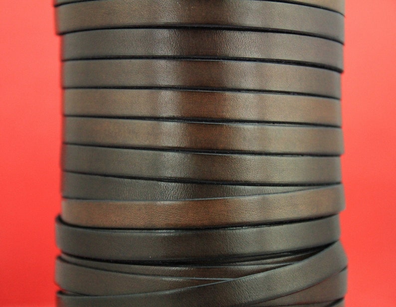 10x2mm leather cord MADE in EUROPE 24 of genuine brown leather cord flat 10mm dark brown leather cord MARF10BR