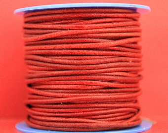 MADE IN SPAIN 6 feet 2mm leather cord, 2mm red leather cord, 2mm jewelry leather cord (2ANIROJ)