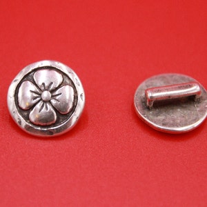 FS0546>>MADE in EUROPE 2 zamak round sliders, 10mm flat cord slider, 10mm leather cord flower slider, (Qty2)