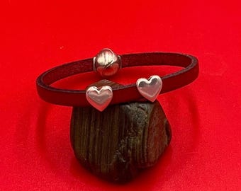 FS0619>>MADE in EUROPE 4 Zamak heart sliders for 5mm cord, flat cord heart  slider, silver heart slider qty4
