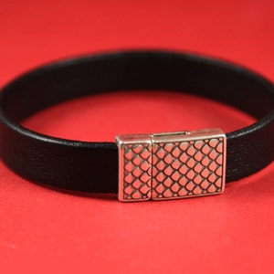 FC0058&gt;&gt;MADE IN EUROPE Zamak clasp for 10mm flat leather cord, silver clasp for flat cord Qty1