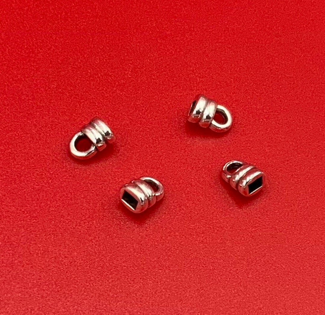 6/8made in EUROPE 4 Leather Cord End Caps, 3x2mm Flat Leather Cord End