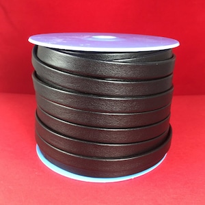 MADE in EUROPE 24&quot; black folded leather cord, 10mm flat leather cord (TD10NEG)