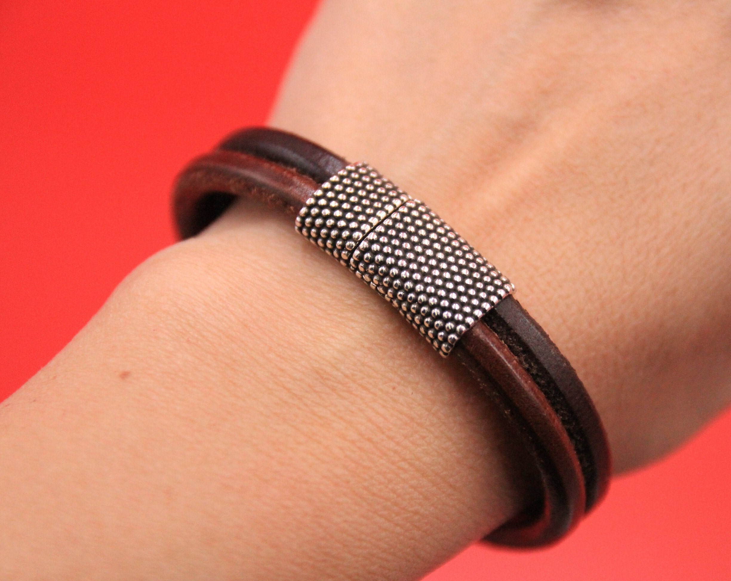 5Sets Round Strong Magnetic Clasps Fit Bracelets Necklace Rhodium End Clasp  Connectors for Makings Leather Bracelet