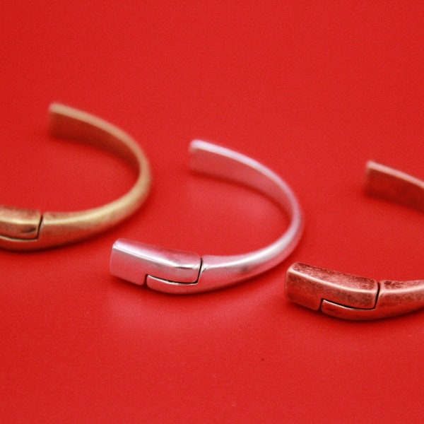B0098>>MADE IN EUROPE zamak half bracelet, half cuff, magnetic half bracelet for flat 5mm leather cord, (PF9398) Qty1