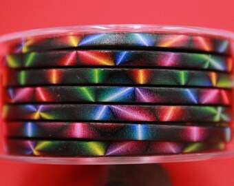 MADE in EUROPE 24'' multi color leather cord, 5mm flat leather cord, 5mm flat leather cord (Neon5)