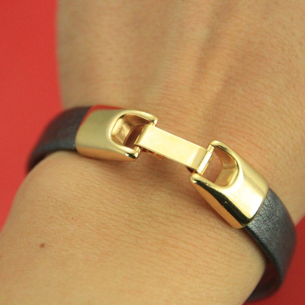 FC0217>> MADE in EUROPE zamak snap clasp, 10mm flat cord clasp flat cord snap clasp, Qty1