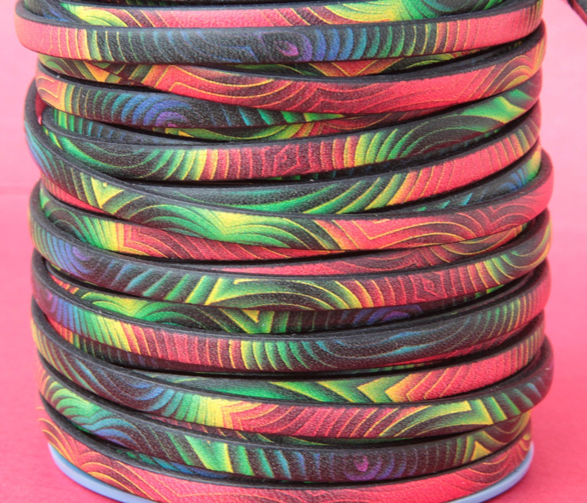 MADE in EUROPE 24/'/' multi color leather cord flat multicolor leather cord 5mm and 10mm flat leather cord MARF10MARRED