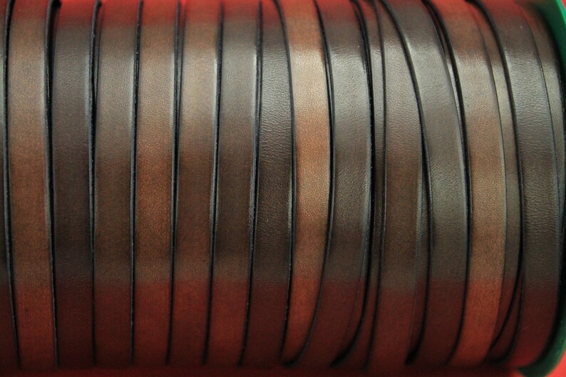 10x2mm leather cord MADE in EUROPE 24 of genuine brown leather cord flat 10mm dark brown leather cord MARF10BR