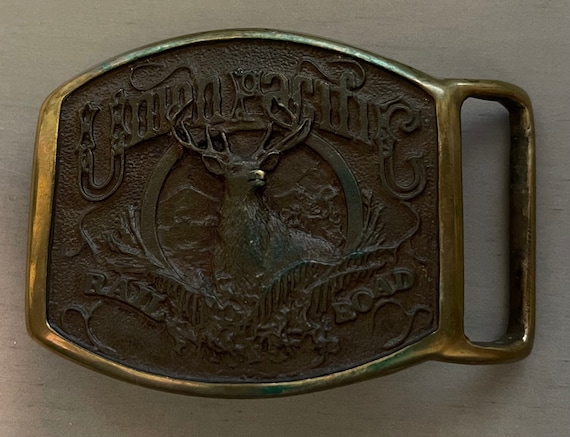 Union Pacific Railroad Deer Buck Stag USA Brass B… - image 1