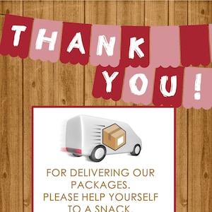 Instant Download to thank Mail Carrier, Package Delivery Thank you Sign, Thank you Mailman, Thank you delivery guy, UPS driver thanks