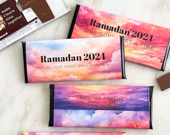 24 sunset Ramadan candy wrappers, Ramadan party favor, Eid party favor, Ramadan candy, Eid chocolate, Ramadan gift, Iftar party favor