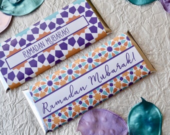 24 personalized ramadan party favors, ramadan candy wrappers, ramadhan favours, moroccan party favors, geometric design party favors