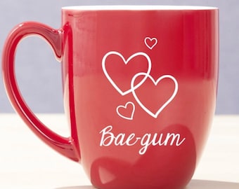 Urdu lover gift, Chai lover, chai tea, Bae-Gum mug, 16 oz. bistro mug, urdu valentine, islamic mug, hindi valentine gift, custom message,