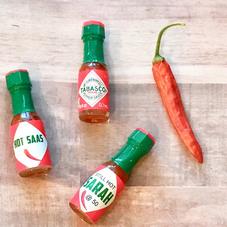 12 Mini hot sauce favors Tabasco sauce favors Still hot at Etsy