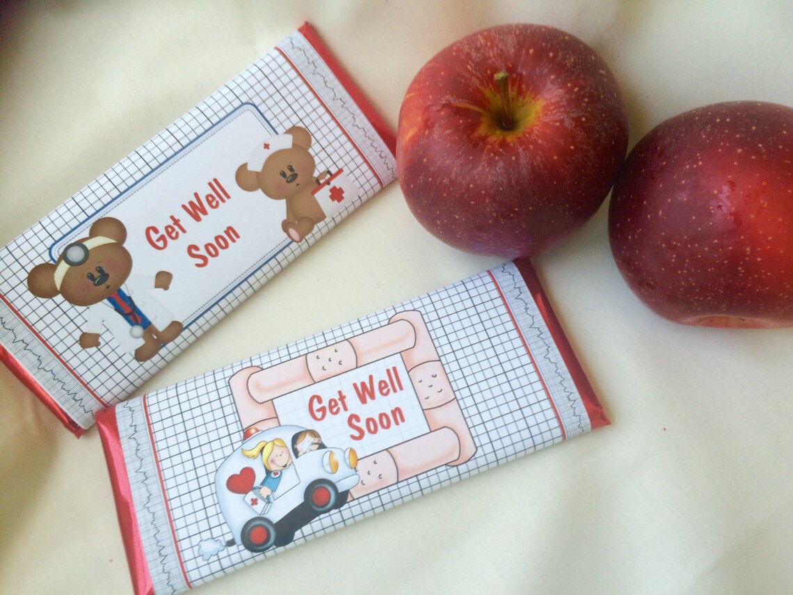 Set of 12 Get Well Soon Personalized Candy Bar Wrappers Feel | Etsy UK
