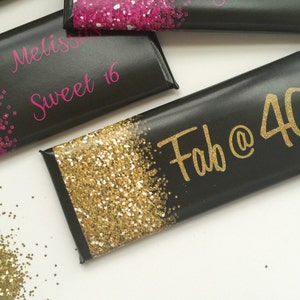 Glitter party decor, 50th birthday favors, Pink and black, 40th birthday favors, black and gold, hot pink, Sweet 16, 30th birthday, 24 ct.