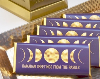 24 Eid favors, Eid candy, moon phase party favors, crescent candy wrapper, moon party favors, moon theme favours