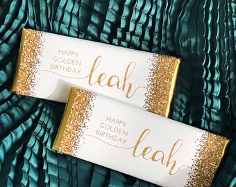 Golden birthday favors, golden birthday candy wrappers, Gold and white wedding, White and gold, gold wedding favors, white gold party favor