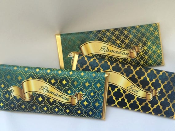 Green and Gold party, Moroccan paper, personalized candy wrappers, gold and green theme, turkish design, Islamic gifts, Muslim gifts, 24 ct.