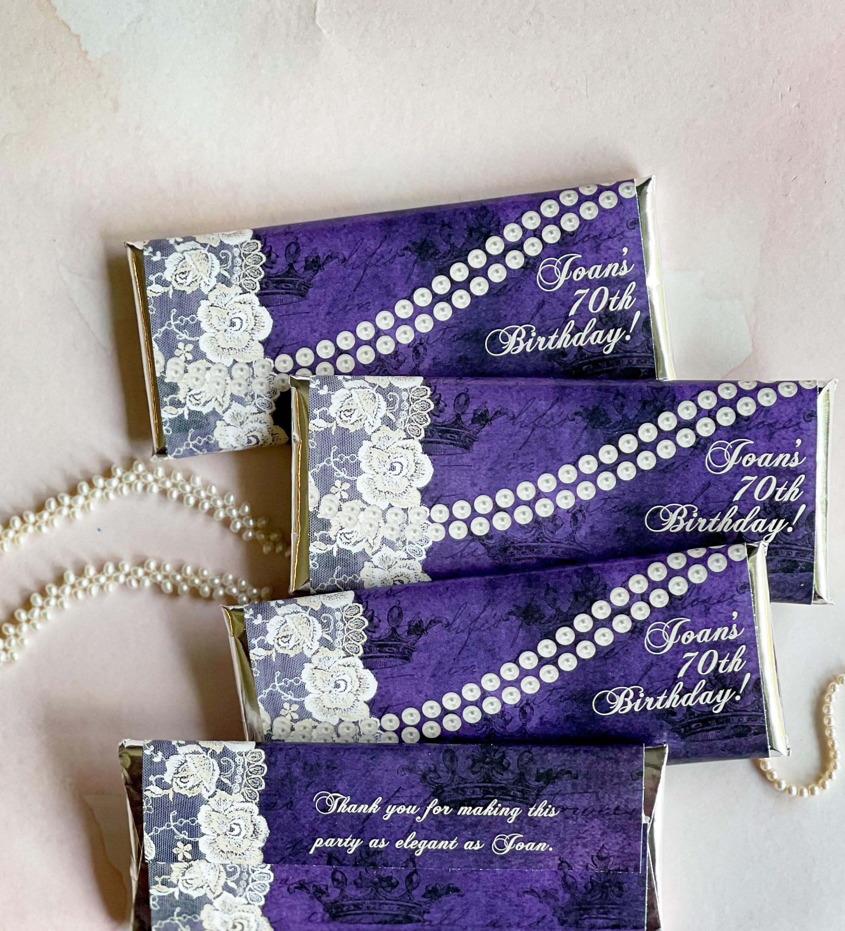 Elegant Birthday Favors, Classy Pearls Theme Party, Pearl Lace