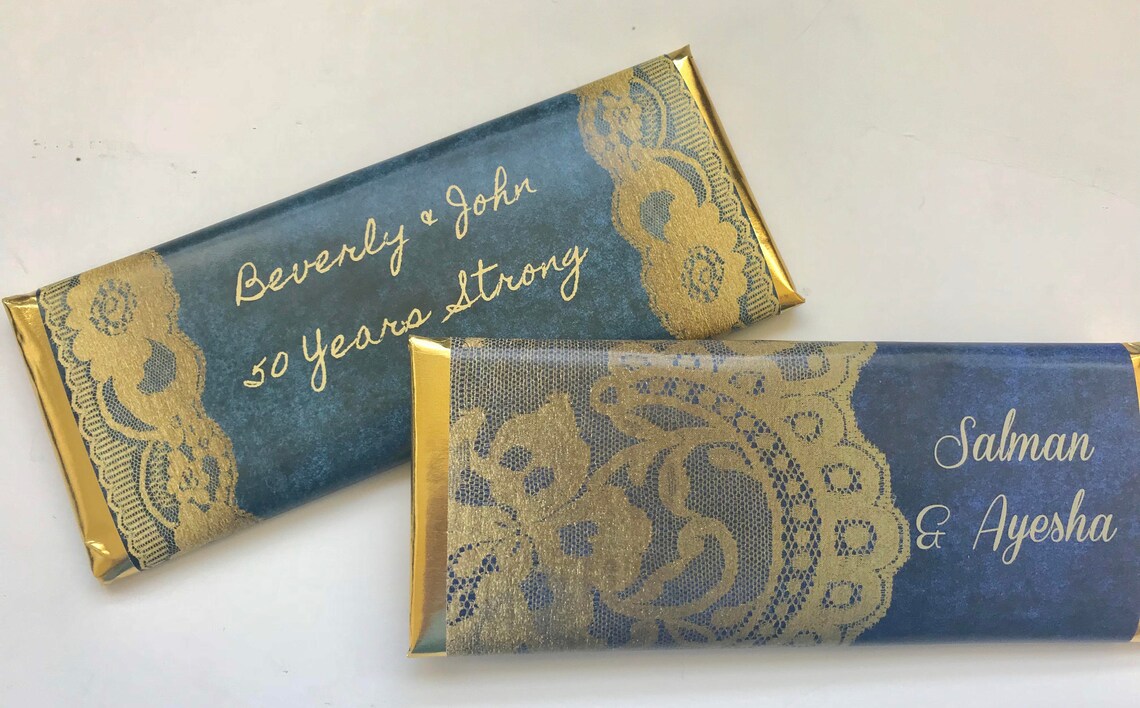 Golden Anniversary Favor Blue and Gold Party Favors Elegant Etsy