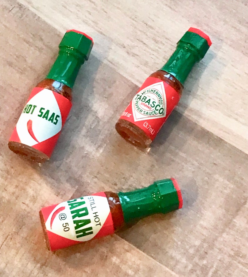 12 Mini hot sauce favors Tabasco sauce favors Still hot at Etsy