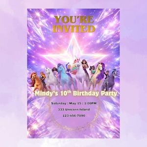 Unicorn Birthday Bundle | Invitation and Cake Toppers (Digital Download)