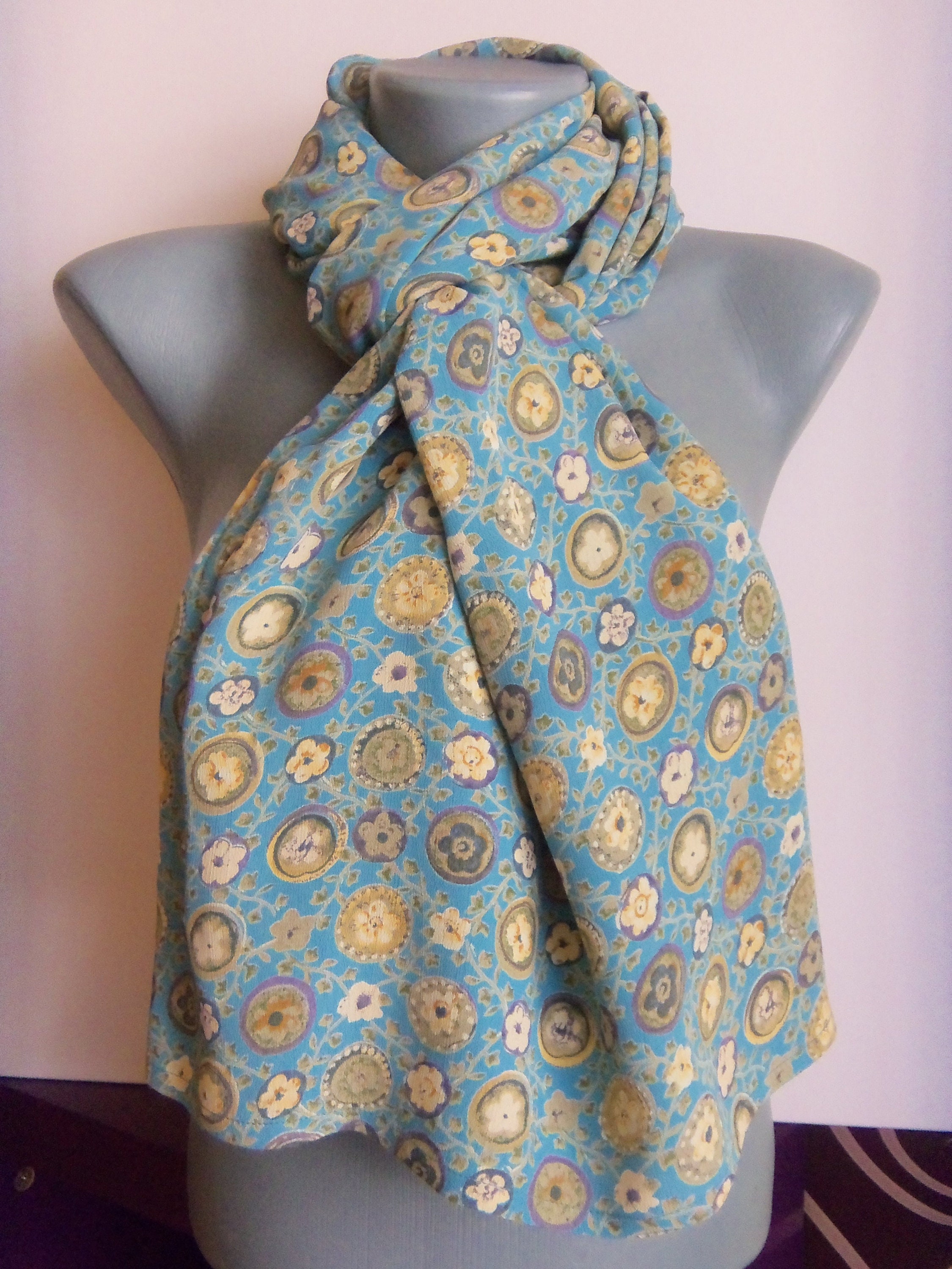 Vintage NOA NOA Floral Wrap Scarf Danish Design Big Scarf Moss Etsy