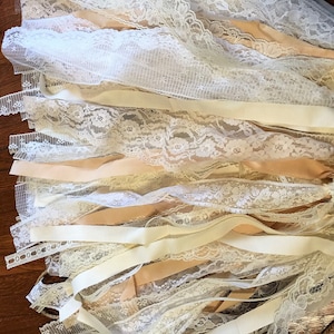 LACE and FABRIC RAG Banner Garland,Wedding Prop,Bridal Shower Decor,Baby Shower,Country Chic,Photo Prop,Wedding Decor,Shabby Chic,Lace
