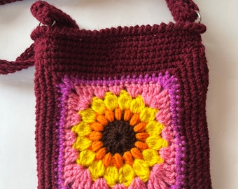 Crochet Granny Square,, Crossbody bag