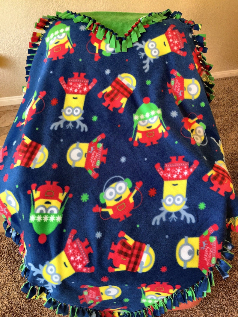 Minion's Christmas Fleece Blanket with Green Etsy