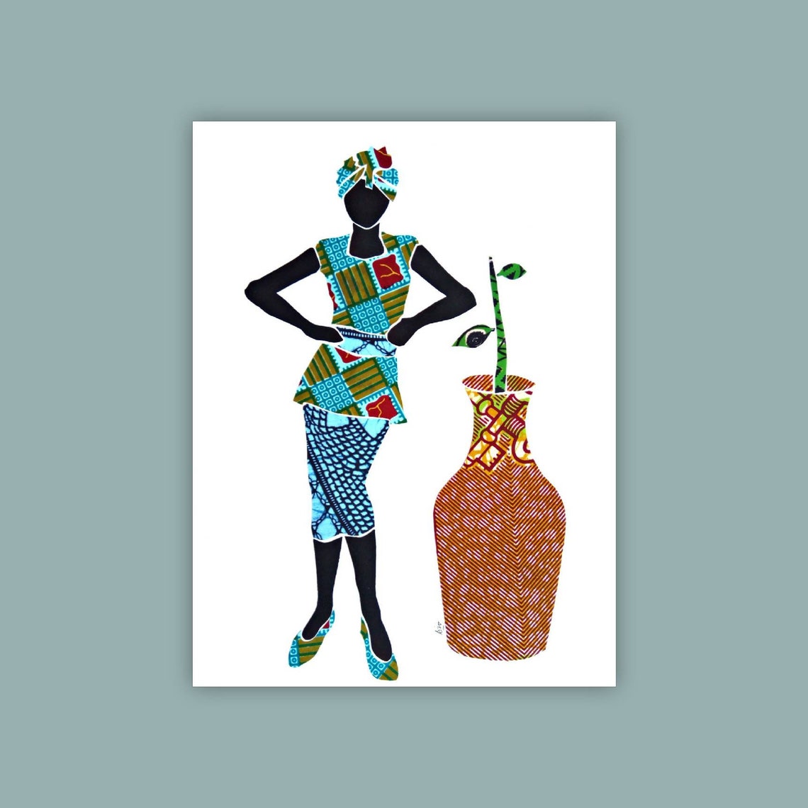 African Art Collage 5 /african Fabric Collage / African Art Etsy UK