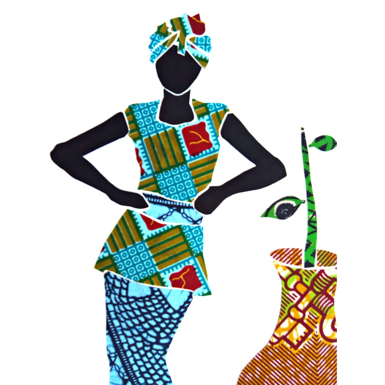 African Art Collage 5 /african Fabric Collage / African Art Etsy UK