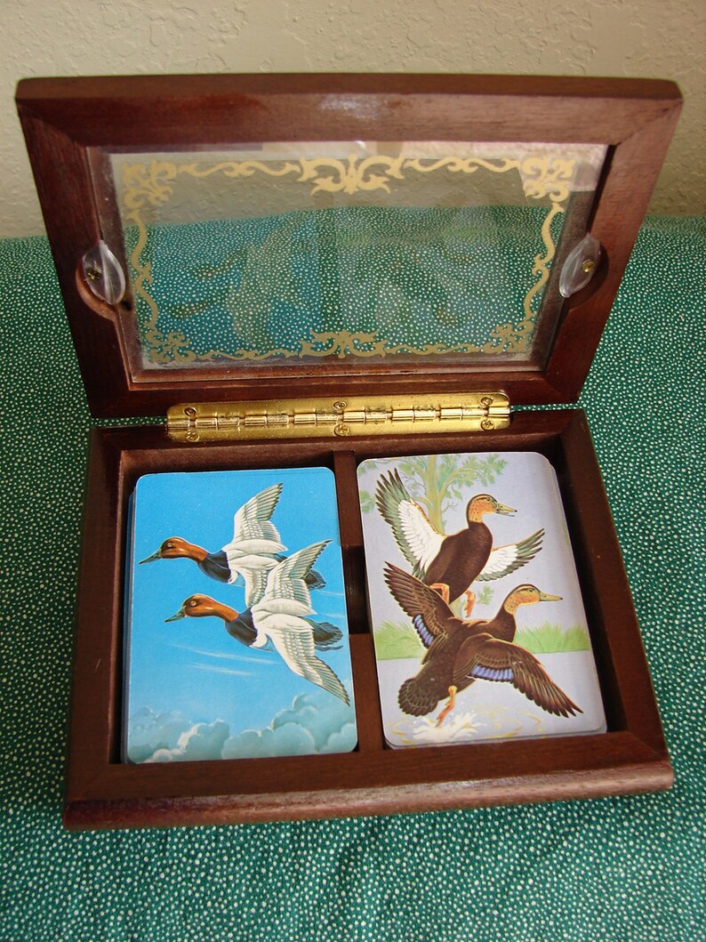 Powell Deluxe Ducks Playing Cards Wooden Box Decorative Etsy