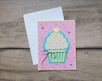 Sprinkle Cupcake Card / Cute Cupcake Card / Birthday Card / Blank Cards / Baby Shower Card / Congrats Card / Holiday Card