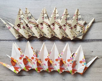 12 Large Floral Pattern Paper Cranes for Weddings / Birthdays / Party Favors / Gifts