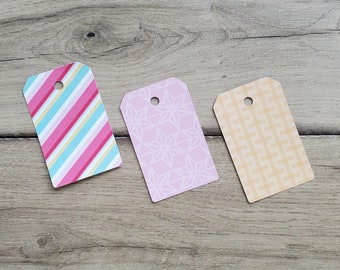 15 Colorful Stripes Shapes Gift Tags / Fun Tags / Party Favor Tags / Birthday Party Tags / Price Tags