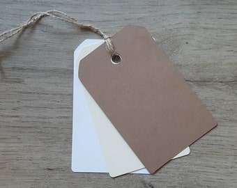 25 Kraft Blank Paper Tags / Cream and White Tags / Thank you Tags / Price Tags / Favor Tags / Gift Tags / Wedding, Party Tags