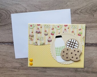 Milk & Cookies Card / Christmas Gingerbread Card / Baker Pastry Card / Tea Time Card / Congrats Holiday Card / Blank Card / Macaroons Card