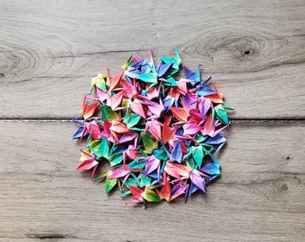 100 Tiny Ombre Multi-coloured Paper Cranes for Weddings / Birthdays / Party Favors / Gifts / Spring Colour Cranes